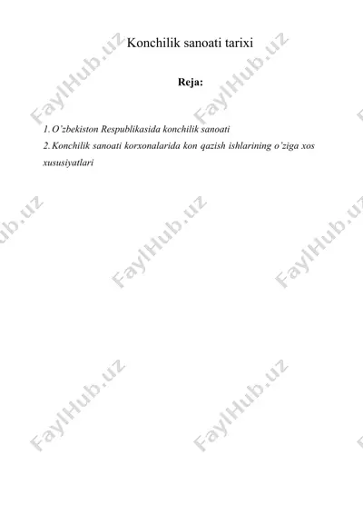 konchilik sanoati tarixi — DOCX
