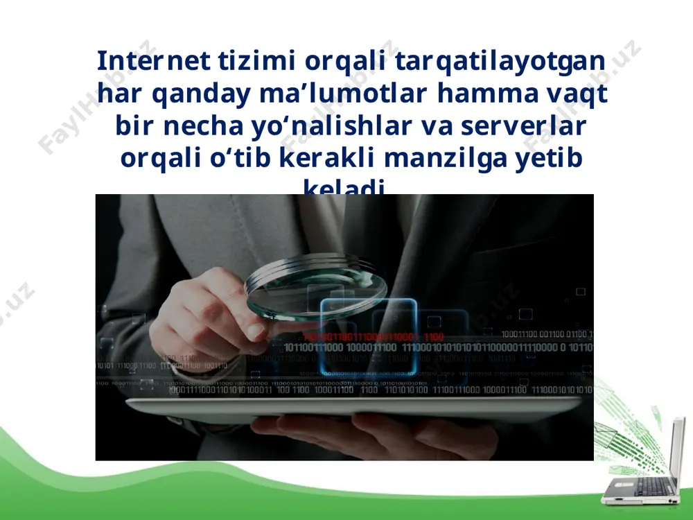 erining ochiq kaliti yordamida elektron huj- jatdagi axborotda xatolik yo'qligini aniqlashdan iborat. eri qonunda talab etilgan shartlarga rioya qilinganda qog‘oz hujjatga shaxsan qo‘yilgan imzo bilan bir xil ahamiyatga egadir. eri ma’lumotlarni kriptografik o‘zgartirish natijasida hosil qilingan belgilarning tartiblangan ketma-ketligidir. eri internet tizimida harakatlanayotgan har qanday hujjat uchun uning yaxlitligini buzish yoki mazmunini o‘zgartirish imkoniyati bo‘lishi mumkin. hozirgi paytda, bunday xatar ayniqsa bank tizimida moliyaviy to‘lov xabarnomasi uchun o‘ta xavflidir. chunki xabamomadagi manzil yoki mablag‘ miqdorini o‘zgartirish o‘ta noxush voqealarga olib kelishi muqarrar. erini olish uchun o‘zbekiston respublikasi adliya vazirligi huzuridagi davlat xizmatlari agentligiga murojaat qilinadi va belgilangan tartibdagi ariza to'ldirib ro‘yxatdan o'tiladi. savol va topshiriqlar 1. simmetrik shifrlash usullarining maxfiylik mezoni nimadan iborat? 2. rsausuli bo‘yicha kalitlarni hosil qilish algoritmini tushuntiring. image2.jpeg image3.jpeg image4.jpeg image5.png image6.jpeg image7.jpeg image8.png image9.png image10.gif image11.png image12.jpeg image13.png image14.jpeg image15.png image16.jpeg image1.jpeg