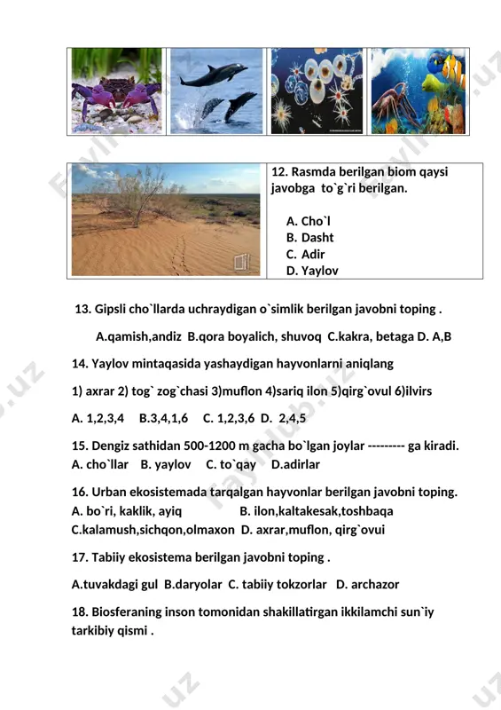 biologiya fanidan test savollari - Page 3