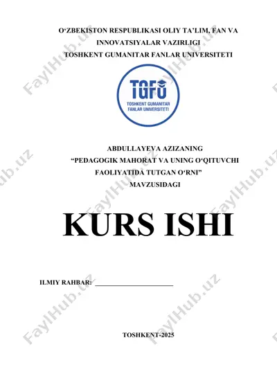 "pedagogik mahorat va uning o'qituvchi faoliyatida tutgan o'rni" — DOCX