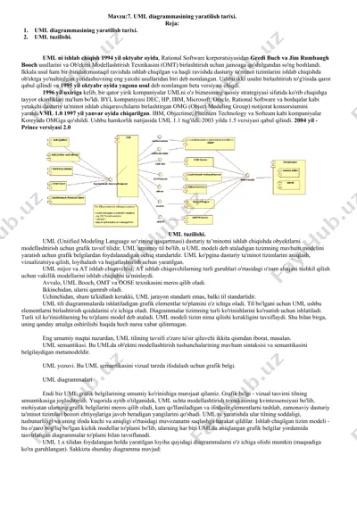 uml diagrammasining yaratilish tarixi — DOCX