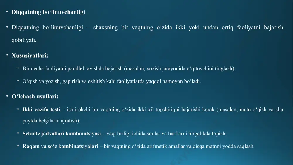 diqqatning barqarorligi va bo'linuvchanligini o'rganish - Page 4