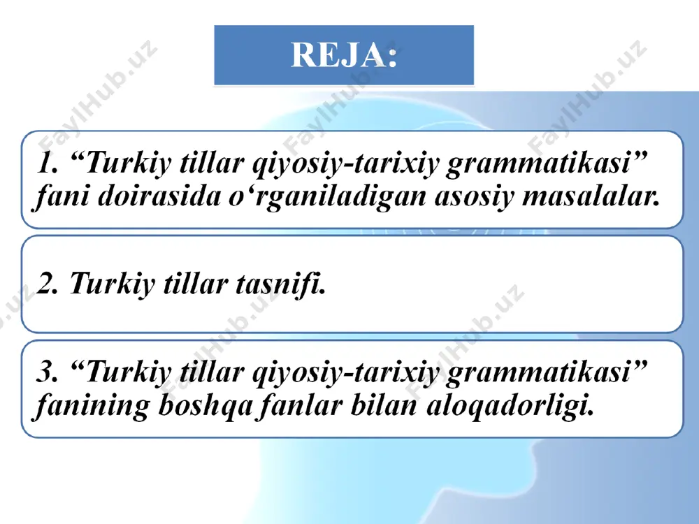 oltoy, tuva, xakas, shor, yoqut tillari. turkiy tillarni geografik o‘rniga ko‘ra to‘rt guruhga bo‘lgan: 1. sharqiy guruh: oltoy, chulum turklari, karagas, xakas, shor, tuva va enasoy turklari tillari. 2. g‘arbiy guruh: sibir tatarlari, qirg‘iz, qozoq, boshqird, tatar, qoraqalpoq tillari. 3. o‘rta osiyo guruhi: uyg‘ur va o‘zbek tillari. 4. janubiy guruh: turkman, ozar, turk tillari. 5.yoqut tili. f.korsh, i.bensig, k.menges, v.a.bogoroditskiy, g.ramstedtlar ham turkiy tillarni geografik joylashish o‘rniga ko‘ra tasniflagan. turkiy tillarni fonetik xususiyatlariga ko‘ra tasnif qilgan: 1.r guruhi: bulg‘or, chuvash tillari. 2.d guruhi: uyg‘ur, shimoli-sharqiy turkiy tillar. 3.tau guruhi: oltoy, qirg‘iz, qumuq, qorachoy-balqar, qaraim, tatar, boshqird, qozoq, no‘g‘ay tillari. 4. tag‘liq guruhi: eski o‘zbek tili , hozirgi uyg‘ur va hozirgi o‘zbek tili. 5. tag‘li guruhi: xorazm o‘zbeklari, turkman-qipchoq tillari. 6. o‘l (bo‘l-o‘l) guruhi: janubi-g‘arbiy turkiy tillar (ozar, turk, gagauz tillari). bir qator turkologlar tadqiqotlarida oltoy tillarining genetik jihatdan qarindosh ekanligi asoslangan. j.deni “dunyo tillari” kitobida turkiy, mo‘g‘ul, tungus-manchjur guruhiga kiruvchi …