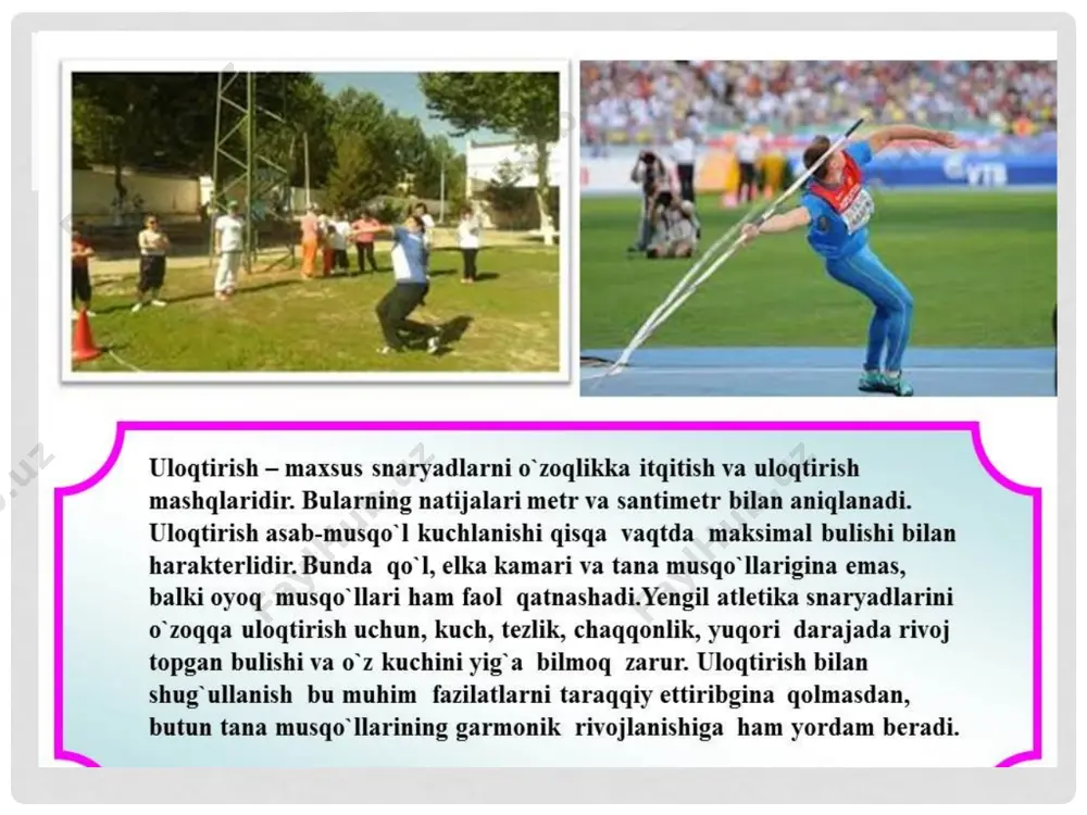nayza uloqtirish texnikasi bilan tanishtirish va o`rgatish - Page 5
