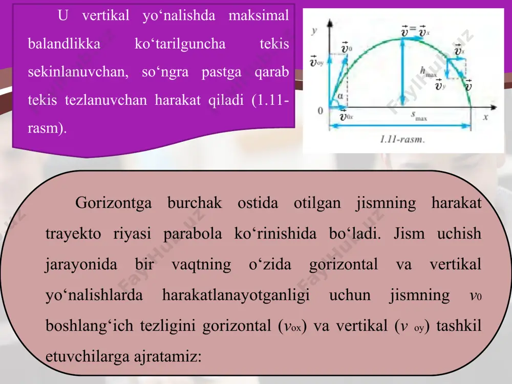 gorizontga qiya otilgan jism harakati 10 - sinf - Page 3
