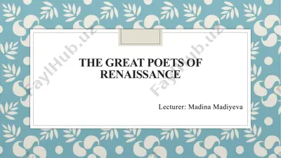 the great poets of the renaissance — PPTX