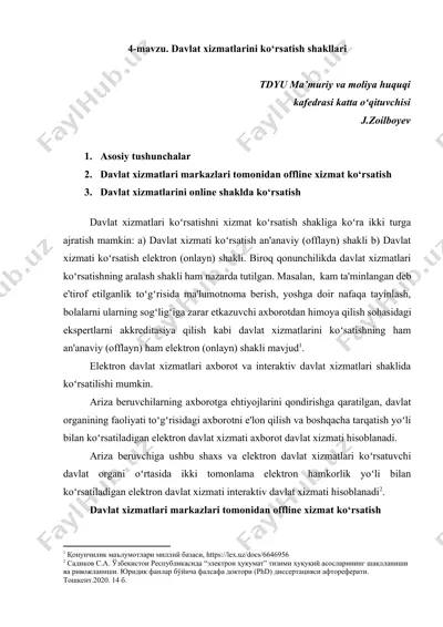 davlat xizmatlarini ko‘rsatish shakllari — DOCX
