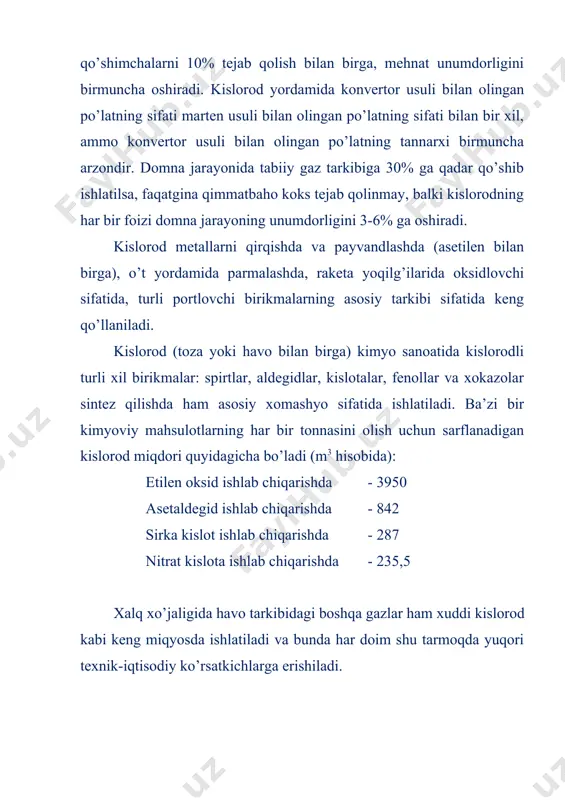 » larga o’tish masalasi katta ahamiyatga egadir. tabiiy suvlar odatda atmosfera, yer yuzasi va yer osti suvlariga bo’linadi. atmosfera suvi. yer yuzasiga tarkibida oz miqdordagi qo’shimchalari bilan yomg’ir va qor tarzida tushadigan suvlar atmosfera suvlari deb yuritiladi. ulardagi bu qo’shimchalar asosan erigan gazlar (o2, co2, n2 va b.), tuzlar, bakteriyalar va xokazolardan iboratdir. suvsiz va quruq tumanlarda atmosfera suvlari suv zaxiralarining asosiy manbai hisoblanadi. yer yuzasi suvlari. yer yuzasi suvlari – bu ochiq suv havzalari: daryolar, ko’llar, dengizlar, kanallar va suv omborlaridagi suvlardir. bu suvlar tarkibiga klimatik, geomorfologik, geologik tuproq sharoitlari, agro- va gidrotexnik ishlar, sanoatning rivojlanishi va boshqa omillarga bog’liq holda turli xil mineral va organik moddalar kiradi. dengiz suvlari. dengiz suvlari ko’p komponentli elektrolitlar eritmasi tarzida bo’ladi va unda yer qobig’idagi barcha elementlar bo’ladi. dengiz suvlarida ko’pgina tuzlar (natriy xlorid 2,6% gacha, magniy xlorid va sulfatlar va b.), shuningdek havo tarkibidagi gazlar (azot, kislorod va karbonat angidrid) erigan …