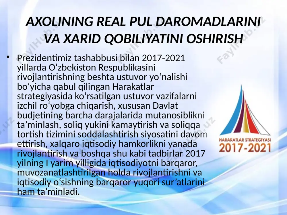 budjetining xarajatlar bo‘yicha ijrosi ham deputatlar tomonidan qizg‘in muhokama qilindi. hisobotda qayd etilganidek, joriy yilning i yarim yilligida davlat budjetining xarajatlari ijrosi ijtimoiy sohani rivojlantirishga yo‘naltirilgan quyidagi sohalarni moliyalashtirishga, xususan, aholi bandligi va real daromadlarini izchil oshirib borish, ijtimoiy himoya va sog‘liqni saqlash tizimini takomillashtirish, xotin-qizlarning ijtimoiy-siyosiy faolligini oshirish, arzon uy-joylar barpo etish, yo‘l-transport, muhandislik-kommunikatsiya va ijtimoiy infratuzilmani qo‘llab-quvvatlash hamda modernizatsiya qilish bo‘yicha maqsadli dasturlarni amalga oshirish, ta’lim, madaniyat, ilm-fan, adabiyot, san’at va sport sohalarini rivojlantirish, yoshlarga oid davlat siyosatini takomillashtirish kabi budjet parametrlarida belgilangan asosiy yo‘nalishlarga qaratildi. majlisda shuningdek, o‘zbekiston respublikasi prezidentining 2016 yil 23 dekabrdagi “o‘zbekiston respublikasining 2017 yilgi investitsiya dasturi to‘g‘risida”gi qaroriga asosan davlat budjetining markazlashgan investitsiyalar mablag‘lari hisobidan mamlakatimizni ijtimoiy-iqtisodiy rivojlantirish, shu jumladan ijtimoiy soha, yo‘l-transport, muhandislik kommunikatsiya infratuzilmasini rivojlantirish ishlariga 2 450,0 mlrd.so‘m mablag‘lar ajratilgani ta’kidlandi. xususan, hisobot davrida markazlashtirilgan investitsiyalarni moliyalashtirish xarajatlariga davlat budjeti mablag‘lari hisobidan 1 304,9 mlrd. so‘m yoki 2016 yilning mos …
