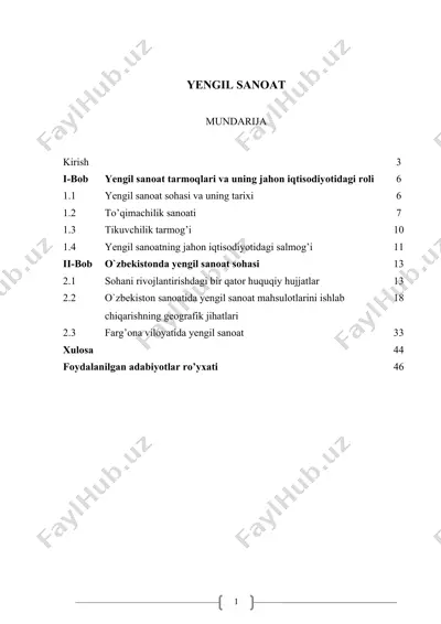 yengil sanoat mahsulotlari — DOCX