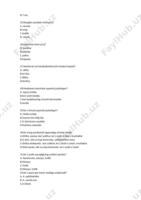 oftalmologiya fanidan test savollari - Page 4