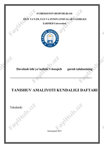 tanishuv amaliyoti kundaligi daftari — DOCX