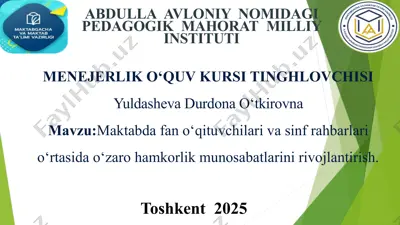 menejerlik o‘quv kursi tinghlovchisi — PPTX