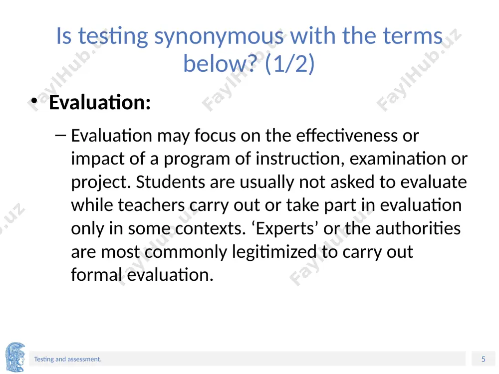 ance testing, which includes direct, systematic observation of an actual student performance or examples of student performances and rating of that performance according to pre-established performance criteria. students are assessed on the result as well as the process engaged in a complex task or creation of a product. / a performance test measures performance on tasks requiring the application of learning in an actual or simulated setting. either the test stimulus, the desired response, or both are intended to lend a high degree of realism to the test situation. ‹#› testing and assessment. do all language tests aim at measuring communicative competence? (1/2) no. they may test aspects of language knowledge and skills which are considered to be indicators of communicative competence. so, are all types of tests ‘communicative’? tests identified as ‘communicative’ are those which are interaction-based, open-ended (that is, responses cannot be predicted as in natural communicative environments), …