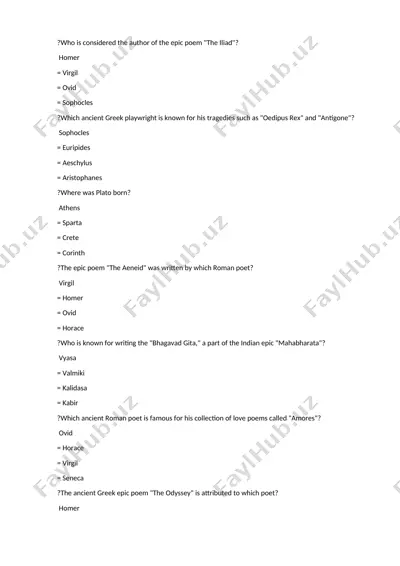 epic poem "the iliad" — DOC