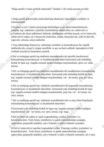 selga qarshi o‘zanni rostlash inshootlari — DOCX