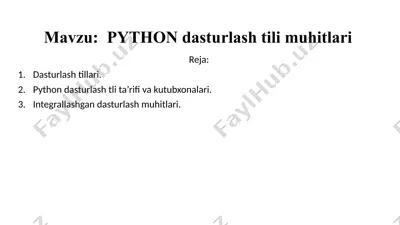 python dasturlash tili muhitlari — PPTX