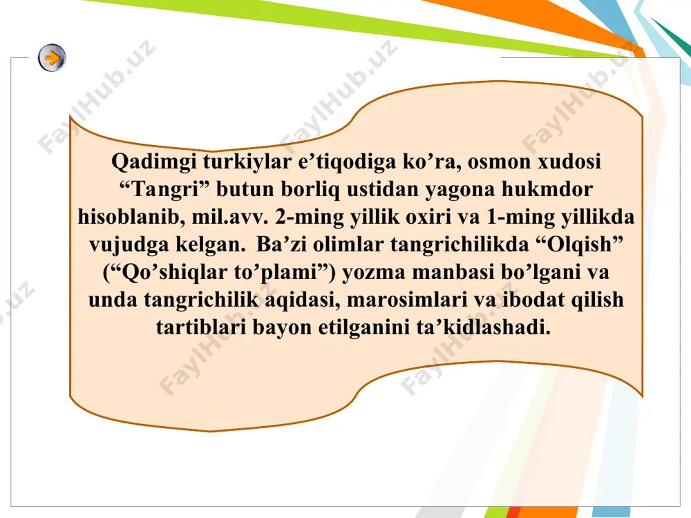 balarda “yahudiy”, “ibroniy” va “isroil oʼgʼillari” kabi nomlar bilan tilga olinadi. bani isroilning 12 qabilasiga asos solgan, deb hisoblanadigan ishoq paygʼambarning oʼgʼli yaʼqubning 12 oʼgʼlidan birining ismi “yahuda” boʼlgan degan taxmindan kelib chiqqan holda uning ismiga monand ravishda “yahudiy” atamasi shakllangan. yahudiylik oʼrta asrlarda yevropa va vizantiya imperiyasida ayovsiz siquvga olinib, quvgʼin qilingan bir paytda, markaziy osiyoda boshqa dinlar qatori teng huquqqa ega boʼlgan. maʼlumotlarga koʼra, ilk sinagoga buxoroda viii asrda qurilgan. bugungi kunda yahudiylar asosan buxoro, samarqand va toshkent kabi yirik shaharlarda istiqomat qiladilar. mamlakatimizda аdliya vazirligidan roʼyxatdan oʼtgan 8 ta yahudiy sinagogasi, 5 ta yahudiy milliy–madaniy markazi, shuningdek, yahudiylar tarixi muzeyi faoliyat olib bormoqda. buddaviylik buddaviylik miloddan avvalgi vi–v asrlarda shimoliy hindistonda vujudga keldi. buddaviylikning asoschisi siddhartha (sanskritcha “ezguliklar keltiruvchi”) gautama shakʼyamuni (mil. av. 567–488 y.) real tarixiy shaxs boʼlib, hindiston va nepal chegarasidagi kapilavasta viloyatining shakʼya qabilasi hukmdori oilasida tugʼilgan. “budda” (sanskritcha – xotirjam, nurlangan, oliy haqiqatga …