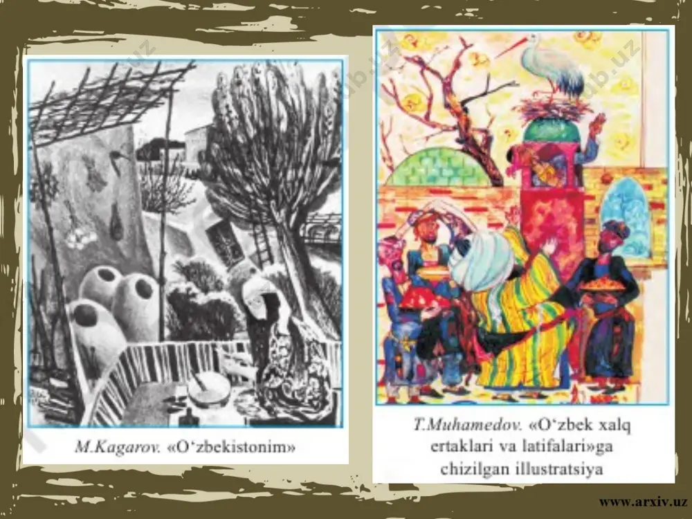 gi» kabi ko‘plab asarlari manzaranaﬁ slik san’atining mohir ustasi sifatida uni jahonga tanitdi. o‘rol tansiqboyevning «oqshom pallasi» asariga nazar tashlasak, tomoshabinning ko‘z o‘ngida gullab-yashnayotgan o‘zbek diyori, uning dilga orom beruvchi tabiati, inson mehnati bilan bog‘-u bo‘stonga aylanayotgan yerlar gavdalanadi. o‘zbek milliy rangtasvir maktabining taniqli rassomi g‘ofur abdurahmonovning ko‘pgina asarlarida manzara janriga dadil murojaat qilishi manzara janriga nisbatan qiziqishi shakllanganligidan dalolat beradi. rassom yaratgan kompozitsiyalari keng qamrovliligi va rang-barangligi bilan alohida ajralib turadi. bulardan, ayniqsa, «qo‘shiq» asarini tomosha qilar ekansiz, tabiatning jozibali ohanglari bilan inson qalbidagi tuyg‘ular hamohang jaranglayotganini tinglaganday bo‘lasiz. bahor gullari to‘shalgan qirlar, unga mahliyo bo‘lgan qizlarning naﬁs harakatlari, tog‘ cho‘qqilari, shuningdek, olisdagi bulutlarning bir-biri bilan uzviy bog‘liq bo‘yoqlarda tasvirlanishi kishini o‘ziga sehrlab qo‘yadi. «baxmalda tong» nomli manzarasida esa, tabiatda yangilanayotgan holat rassom tomonidan ilg‘ab olingan. tasvirda erta tongdagi jonlanish, borliqning uyg‘onayotganligi yaqqol sezilib turibdi. bu asarlar tomoshabinda yaxshi kayﬁyat uyg‘otishi bilan birga, maroqli dam olishiga yordam beradi. tabiatga …