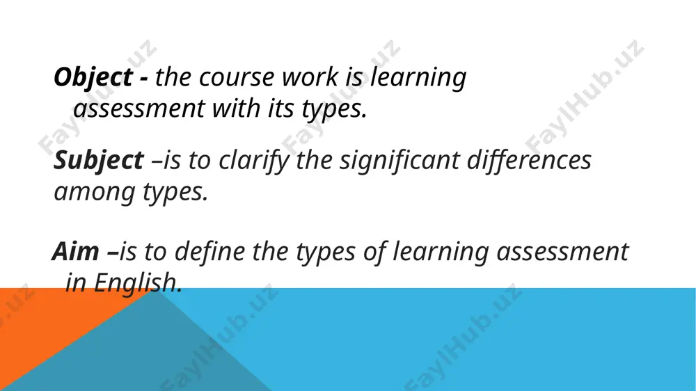 school settings. 2.2 best practices and recommendations . use a variety of assessment methods: employing a range of assessment methods, such as written exams, practical demonstrations, group projects, or portfolio assessments, can provide a more comprehensive picture of students' abilities and learning progress. conclusion in conclusion, this course paper has explored various types of learning assessment methods that move beyond traditional exams and quizzes. the landscape of assessment in education is evolving to encompass a broader range of skills, competencies, and real-world applications. thank you for your attention! image3.jpg image4.jpg image5.jpg image6.jpg image7.jpg image8.jpg image9.jpg image10.jpeg image11.png