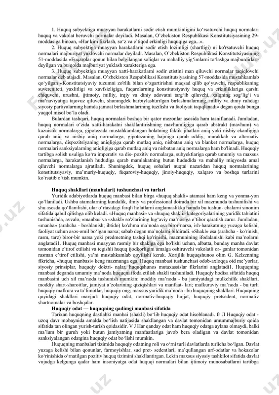 labki qismi bo‘lgan gipoteza «faraz yordamida xatti-harakatning mavhum varianti kon- kret «hayotiy» hodisaga, ma’lum bir shaxsga, vaqtga, joyga «bog‘lanadi». farazda mustahkamlangan har bir vaziyat (holat) xulq-atvor qoidasiga «hayot nafasini kiritadi», uni alohida hodisa darajasiga ko'taradi». shuningdek, gipotezada huquq normasida belgilangan qoida qay sharoitda va qay holatda hamda kim tomonidan amalga oshirilishi ko‘rsatiladi. gipoteza huquq normasining bir qismi bo‘lib, unda dipozitsiyada ko'rsatilgan qoidaning kuchga kirishi uchun zarur bo'lgan aniq hayotiy holat (voqea, harakat, hodisalar) o‘z ifodasini topadi. shuningdek, gipoteza huquq normasining harakatini, amal qilish shartini ko'rsatuvchi (vaqt, joy, subyekt va boshqalar) yuridik faktlarni ifoda etuvchi tarkibiy qism sifatida ham e’tirof etiladi. ta’kidlash lozimki, gipoteza matni «agar», «agarda», «u holatda» kabi so‘zlari yoki shunga yaqin so'zlar bilan boshlanishi ham mumkin. o‘z navbatida, gipoteza ham bir necha turlarga bo‘linadi. huquq normalarining amal qilishi bilan bog‘liq bo‘lgan bitta shart-sharoit aks etgan gipoteza oddiy gipoteza hisoblanadi. masalan, prezident o’zbekiston respublikasi oliy majlisi yig‘ilishida qasamyod qabul …