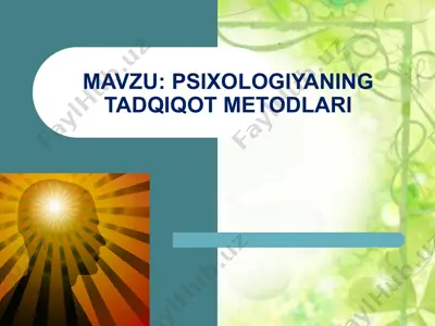 psixologiyaning tadqiqot metodlari — PPT