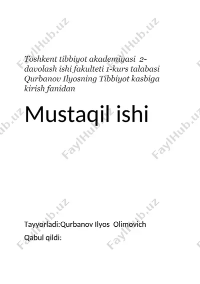 yurak-qon tomirlari kasalliklari va bolalar parvarishi — DOCX