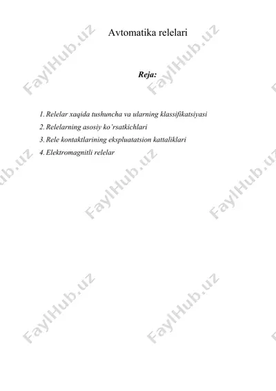 avtomatika relelari — DOCX