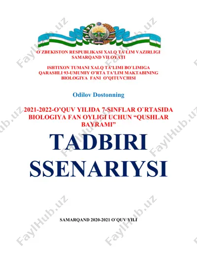 "qushlar bayrami" tadbiri ssenariysi — DOCX