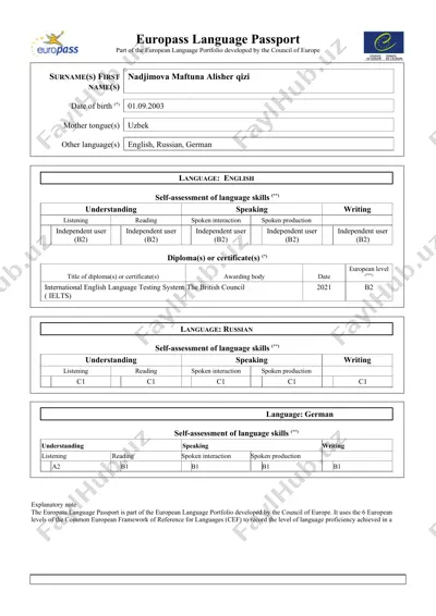 europass language passport — DOC