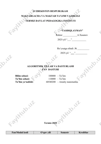 algoritmik tillar va dasturlash fan  dasturi — DOCX