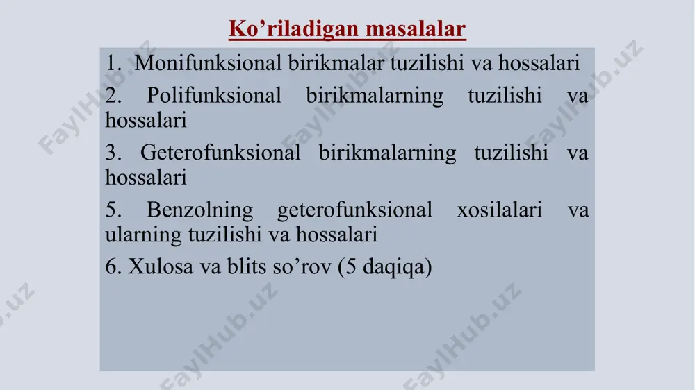 llergiyaga qarshi ta’sirga ega, yengil uxlatuvchi sifatida beriladi). xolin - murakkab lipidlarning tuzilish birligi, odamning xayot faoliyatida axamiyatga ega bolib, yog’ almashinuvini boshkaradi. organizmdagi metillash jarayonida metil - guruxlarini beradi. vit. b4 xam deyiladi. 2-aminoetanolning hosilalari neyrin - (trimetilvinilammoniy)-asab tuqimalarida bo’ladi, kuchli zaxar, murda zaxarlariga kiradi. atsetilxolin - kichik konsentratsiyalarda faol ta’sir etuvchi, asab to’qimalarida asab qo’zg’olishini uzatuvchi keng tarqalgan mediator (vositachi)dir. aminospirtlar qatoriga buyrak usti bezida aminokislota fenilalanindan xosil bо‘luvchi biogen aminlar (katexolaminlar) – dofamin, noradrenalin va adrenalin kiradi. adrenalin - katexolamin turidagi garmon bulib, xar xil turdagi fizio-logik stresslarda buyrak usti bezla-ridan qonga o’tib turadi. adrenalin qon tomirlarini qisqartiradi, qon bosimini oshiradi, xavf-xatar paytida qonga o’tadi (“qo’rquv” gormoni deyiladi). adrenalin sintezlanish bosqichlari β-gidroksi, β-aminokarbon kislotalarning ichkimolekulalar degidratlanishi to сн3- сн - сн2 – соон сн3 – сн = сн – соон он -h2o to сн3- сн - сн2 – соон сн3- сн = сн – соон nн2 -nh3 …
