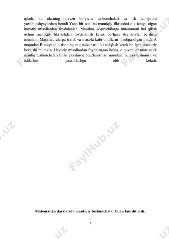 olingan maʼlumotni ishlash va tarjima ishlarida qoʻllanilad.protsessor tarkibidagi arifmetik-mantiqiy qurilmaning ishlash prinsipini tushunish uchun avval insonning mantiqiy fikrlash va xulosa chiqarish usullarini koʻrib chiqamiz. insonlar kundalik hayotda oʻzaro muloqot qilish uchun turli mulohazalardan foydalanishadi. maʼlumki, mulohaza – narsa yoki hodisalarning xususiyatini anglatuvchi darak gapdir. boshqacha aytganda, mulohaza – rost yoki yolgʻonligi haqida soʻz yuritish mumkin boʻlgan darak gap. mulohazalar sodda va murakkab boʻlishi mumkin[footnoteref:2]. biror shart yoki usul bilan bogʻlanmagan hamda faqat bir holatni ifo­dalovchi mulohazalar sodda mulohazalar deyiladi. sodda mulohazalar ustida amallar bajarib, murakkab mulohazalarni hosil qilish mumkin. odatda murakkab mulohazalar sodda mulohazalardan „va“, „yoki“ kabi bogʻlovchilar, „emas“ shaklidagi koʻmakchilar yordamida tuziladi. mulohazalarni lotin alifbosi harflari bilan belgilash (masalan, a= „bugun havo issiq“) qabul qilingan. har bir mulohaza faqat ikkita: „rost“ yoki „yolgʻon“ mantiqiy qiymatga ega boʻlishi mumkin. qulaylik uchun „rost“ qiymatni 1 raqami bilan, „yolgʻon“ qiymatni esa 0 raqami bilan belgilab olamiz. a va b sodda mulohazalar bir …