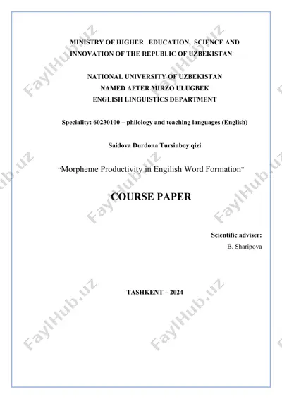 "morpheme productivity in english word formation" — DOCX