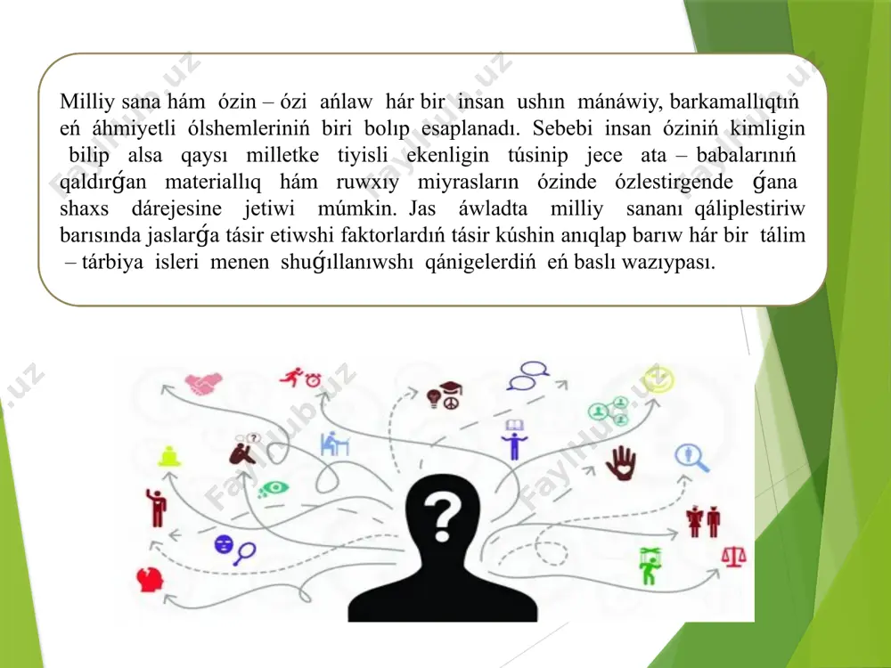 social basqa kóplegen jaǵdaylarda bolǵanı sıyaqlı potologiya normal sananı mánisin ańlap alıwǵa járdem beredi. ayırım delbeliklerge shalınǵanda sananıń buzılǵanlıǵı áyne sezim-sezimler hám munasábetler salasındaǵı buzılıw menen belgilenedi: sanasızlıq-kisin ózin tuta almaytuǵın etip qóyatuǵın taaassurotlar menen baylanıslı psixikalıq processler háreketler hám jaǵdaylar jıyındısı bolıp tabıladı. psixik jaǵday retinde sanasizlik haqıyqatlıqtı sáwlelendiriwdiń sonday bir forması esaplanadıki, bunda háreket ornı hám waqtın móljel qılıw, pútinligi joǵaladı, hatti-háreketiniń sóylew járdeminde basqarilshi buz'ladı. sanasızlıq (psixologiyada) - sananıń qatnasıwısız júz beretuģın ruwxiy process hám jaǵdaylar. sanasızlıq kóbinese deneniń háreketinde, yadında, oyında kórinedi. real bar, biraq sezilmeytuǵin qozǵatıwshılar payda yetetuǵın juwap tásirleniwlerinde, tiykarǵı sanası payda bolıp, tákirarlanıwı nátiyjesinde avtomatlasqan háreketlerde hám basqa jaǵdaylarda júz beredi. adam óz oy-pikirlerine batqan halda úyine qaytadı hám bári bir joldan adaspay keledi. eger ol qanday da bir qáwip-qáterdi sezip qalsa, bul qáwip-qáterdiń sebebi hám qanday ekenligin ele túsinbey turıp da qorǵanıw háreketin isleydi. nawqas psixikasında payda bolatuģın alahsıraw, gallyucinaciya sıyaqlı patologiyalıq …