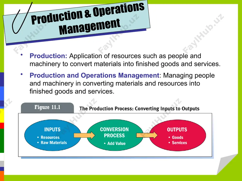 and control the production function. 7 technology has dramatically changed production. technology boosts efficiency and enhances flexibility. robots were most common in automotive and electronics manufacturing but robots are now being used in a variety of processes. police use robots to dispose of bombs. computer-aided design and manufacturing allows engineers to design and test before building prototypes. flexible manufacturing has been enhanced by powerful new software and can be a valuable feature to a production process. computer-integrated manufacturing provides a centralized computer system that can control the production process. the location decision 8 the decision of where to locate a production facility impacts transportation, human resources, and physical factors. location is a very important production decision. the ability to hire enough qualified employees and managers in a specific area drives location decisions. each business has different variables to balance and consider. a firm often must prepare an environmental impact study …