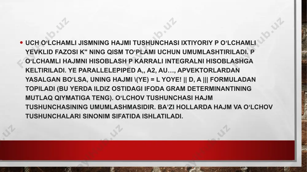 hajm o'lchovlari jismning hajmi va ularni o'lchash - Page 5
