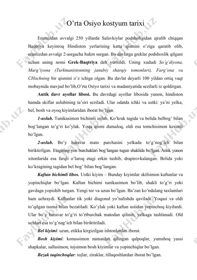 o’rta osiyo kostyum tarixi — DOC