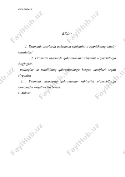 akademik litsey va kasb-hunar kollejlarida nasriy asarlarni o`rganish — DOC