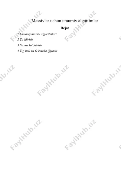 massivlar uchun umumiy algoritmlar — DOCX