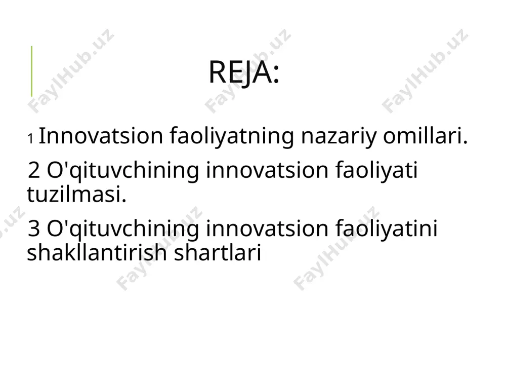 ing ahamiyati • oliy ta’limni zamonaviy talablar asosida rivojlantirish zarurati foydalanilgan adabiyotlar • pedagogik innovatsiyalar bo‘yicha adabiyotlar • o‘zbekiston respublikasi ta’lim siyosati hujjatlari • ilmiy maqolalar va internet manbalari
