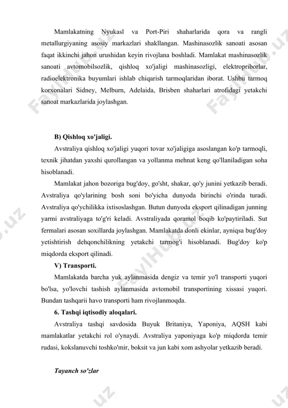 iv rivojlanishi. foydalanilgan adabiyotlar. 1. i.a.karimov, «o'zbekiston iqtisodiy islohotlarni chuqurlashtirish yo'lida» toshkent «o'zbekiston» 1995 yil. 2. i.a.karimov «o'zbekiston xxi-asr bo'sag'asida», «xafvsizlikka taxdid, barqarorlik shartlari va taraqqiyot kafolotlari». toshkent. «o'zbekiston» 1997 yil. 3. lipes yu.g. geografiya mirovogo xozyaystva. moskva «vlados», 1999 g. 4. sosialno-ekonomicheskaya geografiyu zarubejnogo mira. pod red. v.v.volskogo. moskva kron-press, 1998 g. 5. mironenko n.s. vvedeniye v geografiyu mirovogo xozyaystva. moskva 1995 g. 6. baburin v.a, mazurov yu.l. geograficheskiye osnovi upravleniya. moskva 2000 g. 7. soliyev a, maxammadaliyev r, iqtisodiy va ijtimoiy geografiya asoslari. t, o'zmu. 2005 yil. 8. naseleniya mira. demograficheskiy spravochnik. m: misl, 1989 g. 9. ergashev a. va boshq. jaxon mamlakatlari. toshkent 2006 yil. _1228756452.unknown _1228757704.unknown _1228755870.unknown