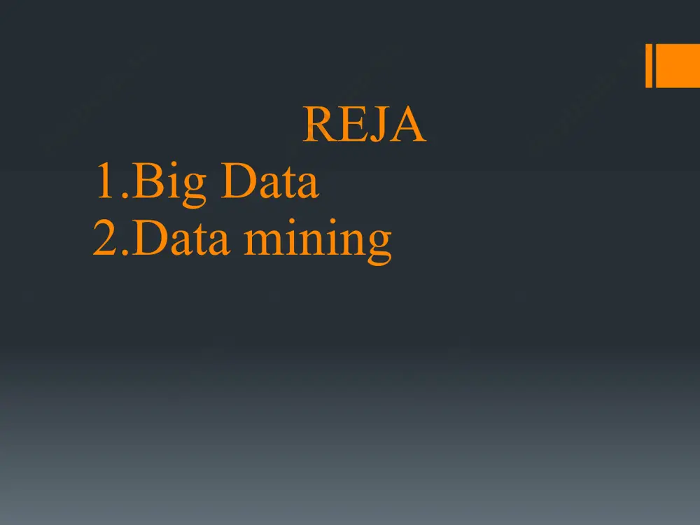 an katta ma'lumotlar ombori. data science(ma'lumotlar haqidagi fan) - analiz muommolarini , ma'lumotlarni qayta ishlash va ularni raqamli ko'rinishda taqdim etishni o'rganadigan fan. data mining(ma'lumotlarni topish) - biron qonuniyatni topish maqsadida ma'lumotlarni intellektual analiz qilishga aytiladi. machine learning(mashinali o'qitish) - o'zi o'rganadigan dasturlar yaratish amaliyoti va nazariyasi, sun'iy intellektning katta qismi. deep learning(chuqur o'qitish) - yanada murakkab va yanada mustaqil bo'lgan o'zi o'qidigan dasturlar yaratadigan mashinali o'qitish turi. sun'iy neyron tarmog'i - oddiy protsessorlar(sun'iy neyronlar) birlashtirilgan tizimi bo'lib, insonning nerv tizimini imitatsiya qiladi. business intelligence(biznes-analitika) - aniq strukturaga ega bo'lmagan juda katta hajmdagi ma'lumotlarni qayta ishlash natijasida muqobil biznes yechimlar izlashga aytiladi. data mining – katta ma’lumotlar bazasidagi ma’lumotlarni tahlil qilish, ularning o‘xshash va umumiy xususiyatlarini topish orqali yangi axborotlarni yaratish jarayoni. u katta ma’lumotlar to‘plamidan kerakli ma’lumotlarni saralashga, shu tariqa to‘g‘ri qaror qabul qilishga yordam beradi. data miningni amalga oshirish jarayoni: data mining quyidagi ketma-ketlikda amalga oshiriladi: • ma’lumotlar …