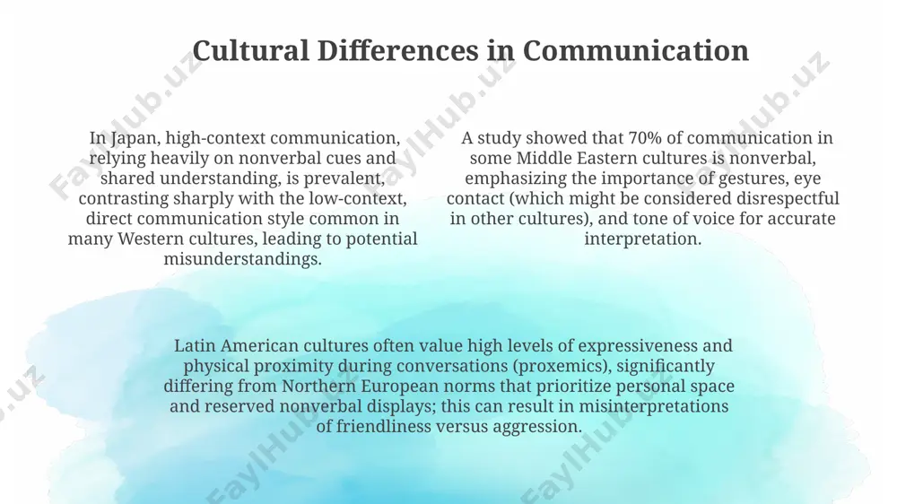 improving verbal communication skills active listening, involving paraphrasing and summarizing the speaker's points (at least 70% of the time), demonstrates engagement and ensures accurate message reception, minimizing misunderstandings. employ the "rule of three" in structuring your arguments: presenting 3 key points enhances clarity and memorability, improving audience comprehension by up to 30% compared to unstructured speech. vary your tone and pace to maintain audience interest; modulating your vocal delivery (e.g., using pauses strategically) increases engagement and improves retention of information by 25-40%. verbal and nonverbal communication in practice in cross-cultural interactions, a 7% verbal and 93% nonverbal communication ratio highlights the crucial role of understanding diverse nonverbal cues like gestures and personal space to avoid misinterpretations. effective public speaking leverages both; 60% of engagement stems from vocal tone and body language (nonverbal), while the remaining 40% relies on the clarity and structure of the verbal message. studies show that during …