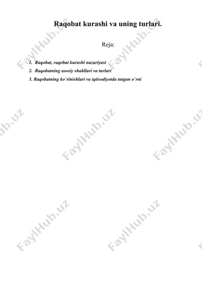 raqobat kurashi va uning turlari — DOCX