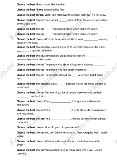 i̇ngiliz tilidan test savollari — DOCX