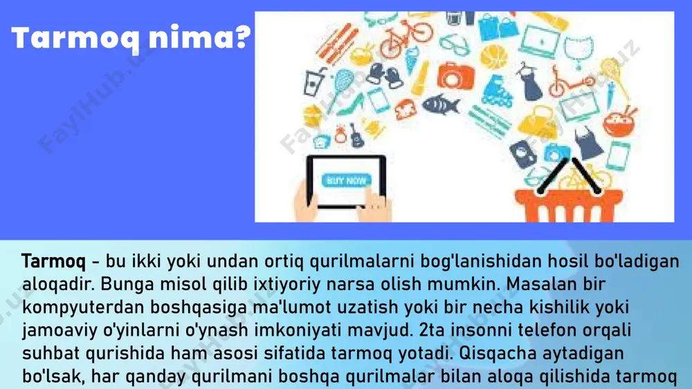 bilan bog'lanish, so'rovlar va takliflar e'lon qilish imkoniyatiga ega bo'lishadi. shuningdek, linkedin orqali biznes sohalarida hamkorlik va hamkorlikchilar topish imkoniyatiga ega bo'lish mumkin telegram: telegram, xususiy va jamoatchilik tarmoqlarini biriga jamlagan birinchi o'rinda joylashgan ijtimoiy tarmoq hisoblanadi. bu platforma orqali kompaniyalar xizmatlarni taklif etish, mijozlar bilan bog'lanish, reklama kampaniyalarini o'rnatish va xabarlar tarqatish imkoniyatiga ega bo'lishadi biznes tarmoqlari, muammolarini yechish va pul ishlashning bir qancha asosiy usullarini o'rganishga bag'ishlangan sohalar bo'lib, bu sohalar o'rtasida marketing, moliya, rivojlanish, tadbirkorlik, menejment, sotish va boshqalar kabi ko'plab yo'nalishlarni o'z ichiga oladi. biznes tarmoqlari faniga kirish uchun quyidagi yo'llardan birini tanlashingiz mumkin biznes tarmoqlari kuchli aloqalar va hamkorliklarni o'z ichiga oladi va foydalanuvchilar uchun quyidagi imkoniyatlarni taklif qilishi mumkin: ma'lumot almashish rivojlanish imkoniyatlari hamkorlik va sheriklik savdo va sotish o'zbekistonda o'zbekiston biznes tarmoqlari assotsiatsiyasi (ubta) kabi resmiy tashkilotlar ham mavjud. ushbu assotsiatsiya, biznes tarmoqlari o'rtasidagi hamkorlik va rivojlanishni oshirishga yo'naltirilgan tadbirlarni tashkil etadi. e’tiboringiz …