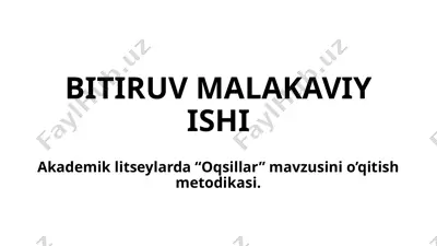 akademik litseylarda “oqsillar” mavzusini o’qitish metodikasi — PPTX
