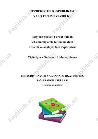 behbudi hayoti va ijodini o‘rgatishning samarador usullari — DOCX