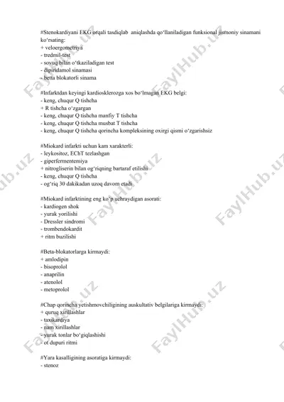 stenokardiyani ekg orqali tasdiqlab aniqlashda qo‘llaniladigan funksional jismoniy sinamalar — DOC